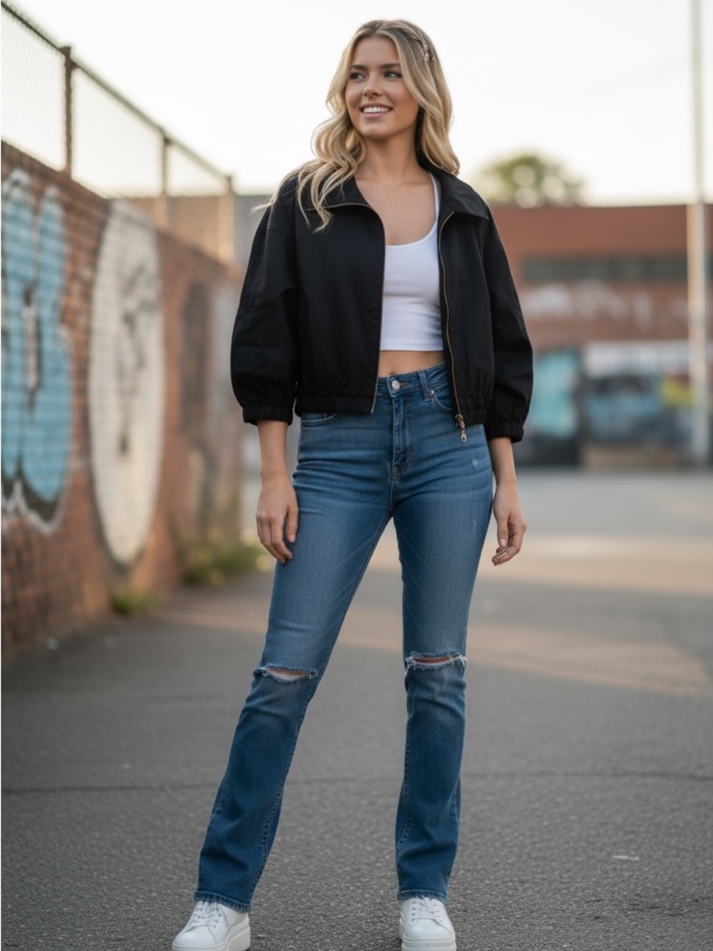 Bagatelle Retro Spring/FallCropped Bomber Black Jacket